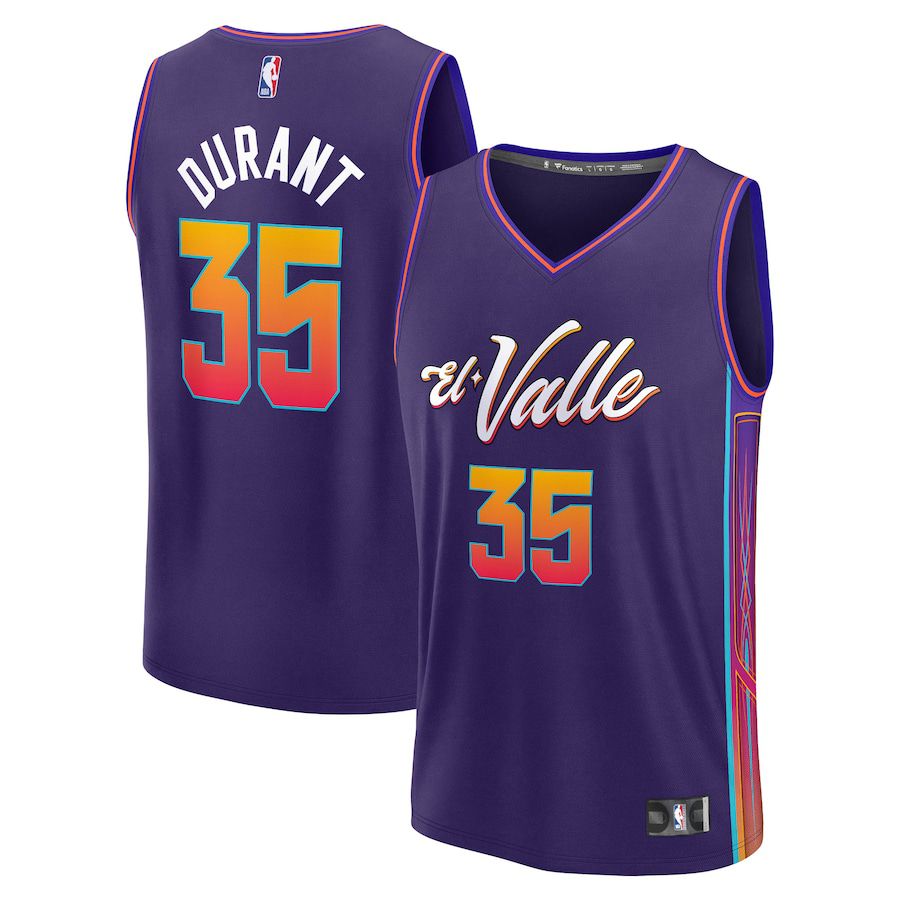 Men Phoenix Suns 35 Kevin Durant Fanatics Branded Purple City Edition 2023-24 Fast Break NBA Jersey